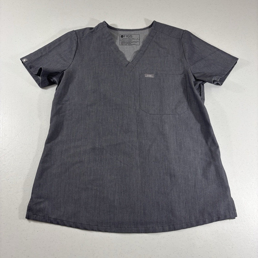 FIGS Women's Catarina One-Pocket Scrub Top Graphite Gray Size Small FW1000